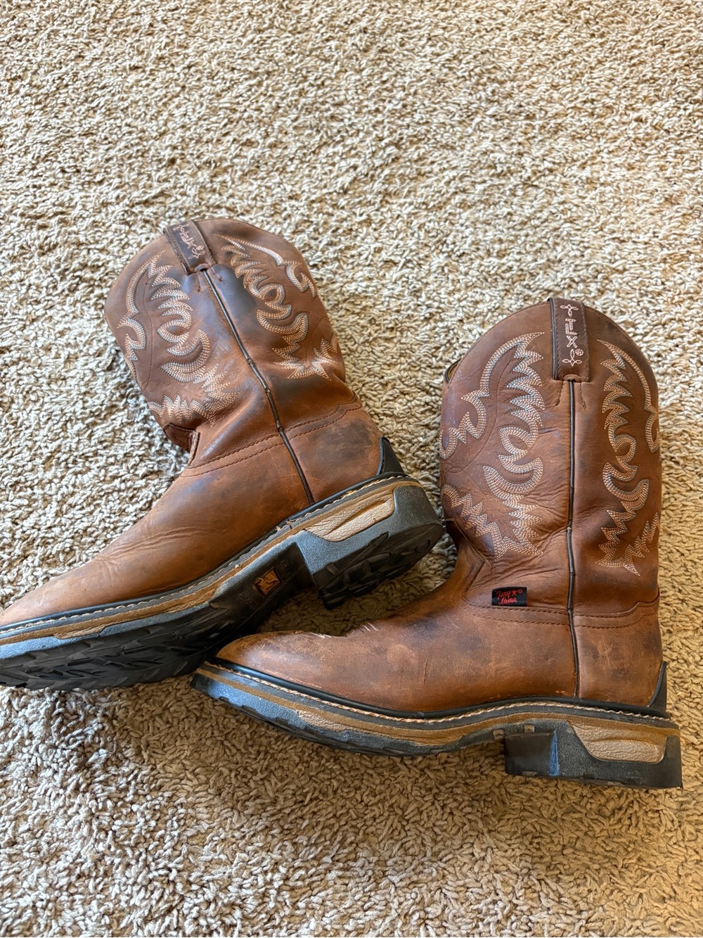 Tony lamas Brown Leather Work Cowboy Boots - Men's